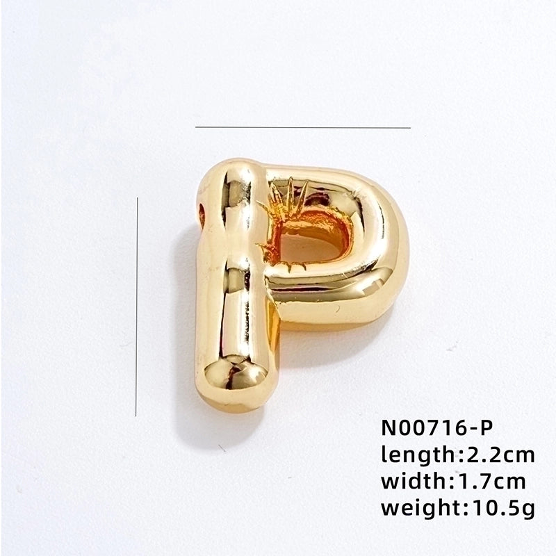 304 Stainless Steel Copper Gold Plated IG Style Minimalist Polishing Plating Letter Charms