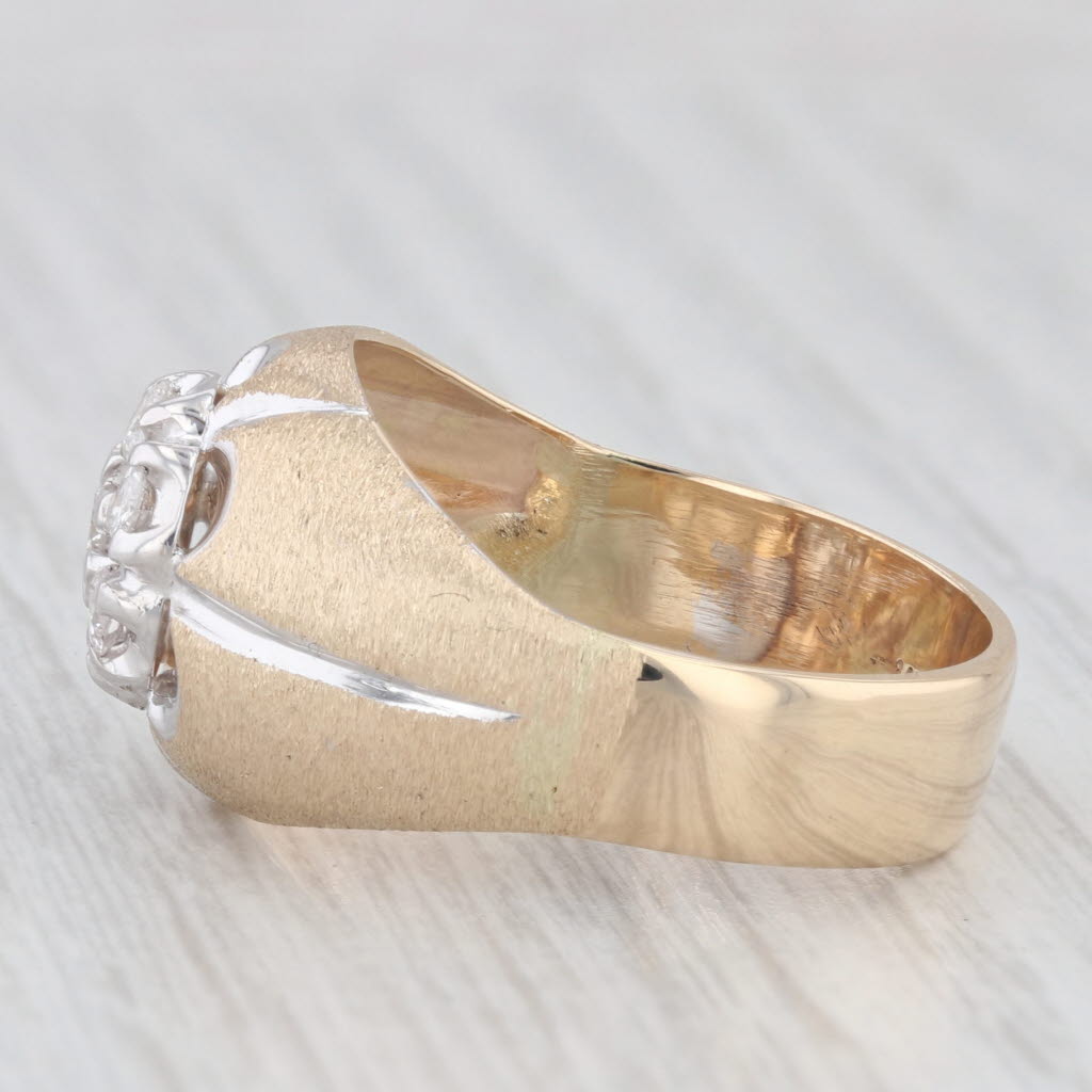 Belcher Set Vintage 0.49ctw Diamond Ring 14k Yellow White Gold Size 9.25