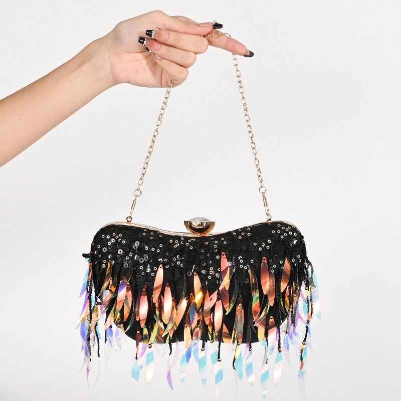 Polyester Geometric Sequins Rhinestone Square Evening Bags