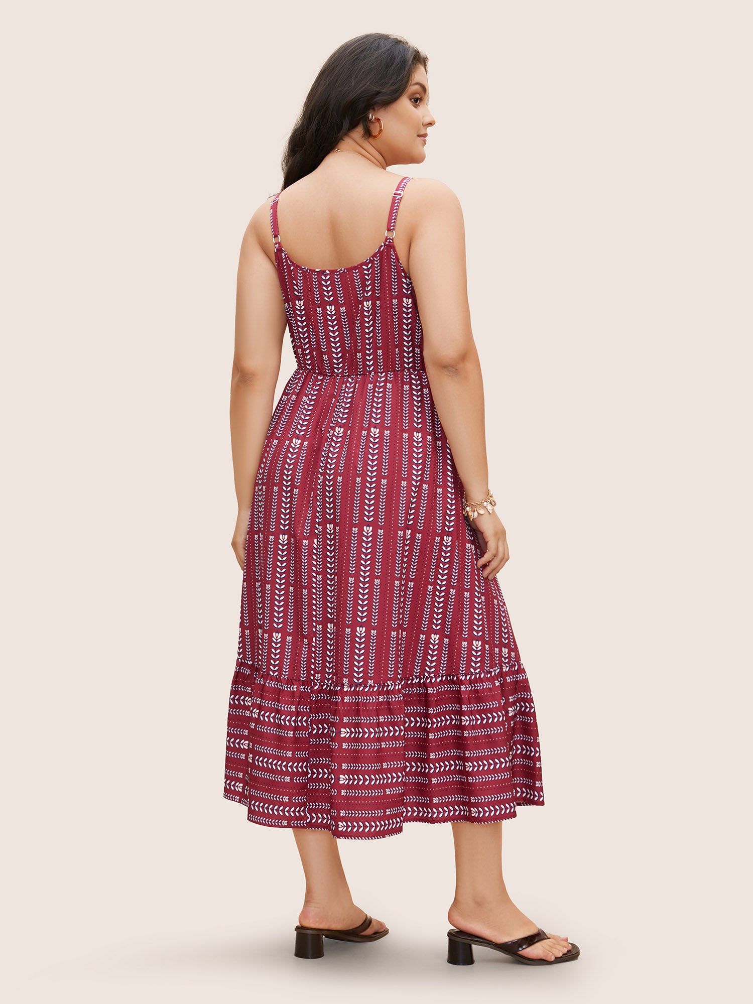 Bandana Striped Ruffle Hem Cami Dress