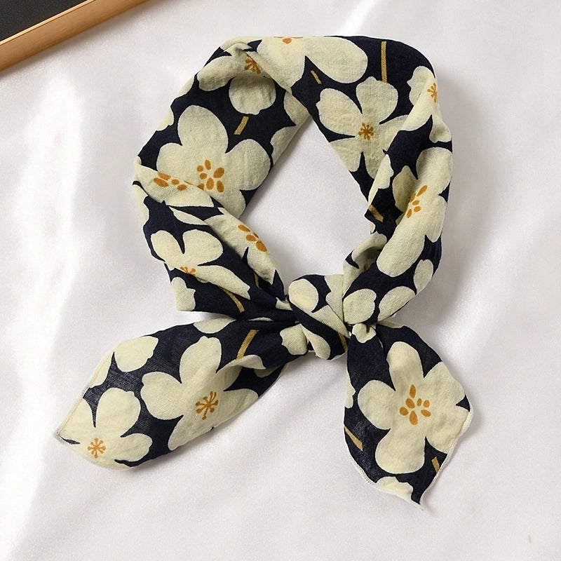 Women's Sweet Flower Cotton Silk Scarf