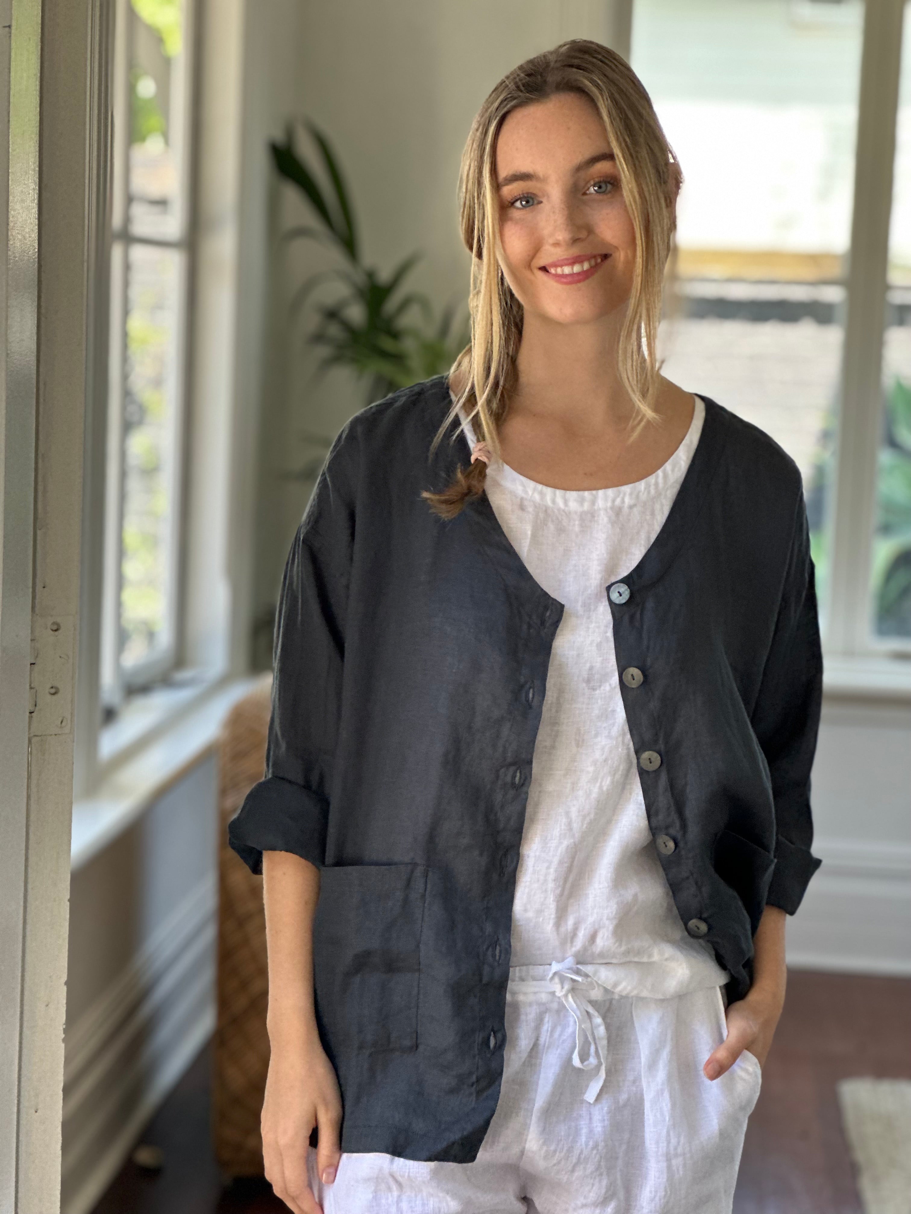 jamie jacket - charcoal linen