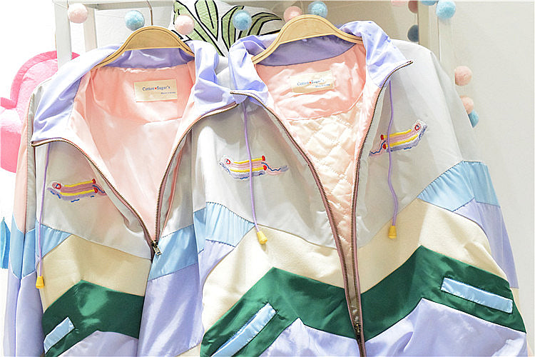 Pastel stitching jacket KF9335