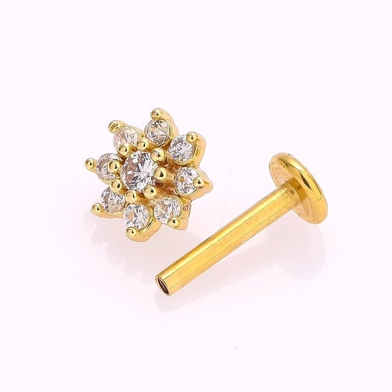 1 Piece Lip Rings Minimalist Commute Leaves Heart Shape Flower 316L Stainless Steel  Inlay Zircon 18K Gold Plated Ear Cartilage Rings & Studs