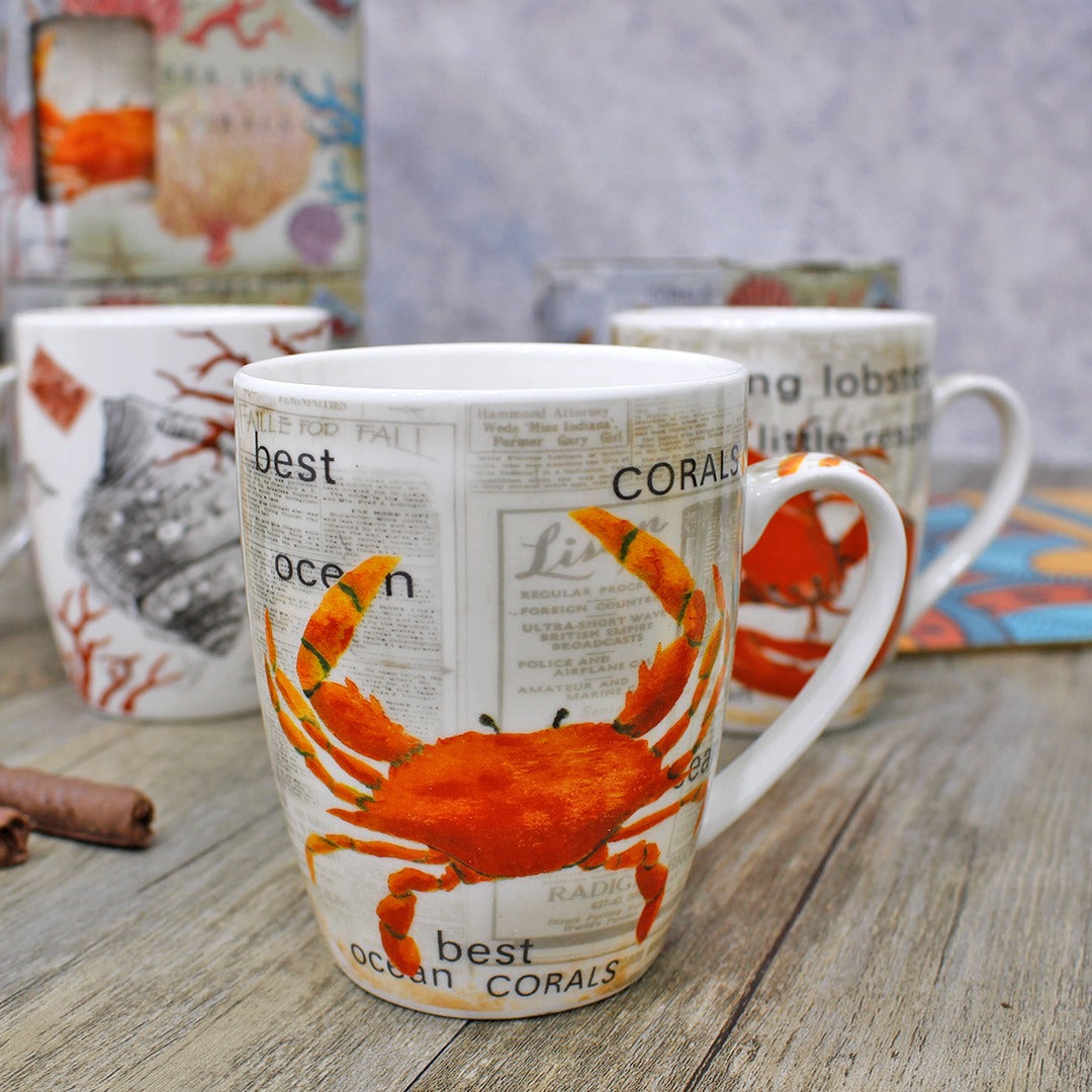 Orange Sea Porcelain Mugs with Box