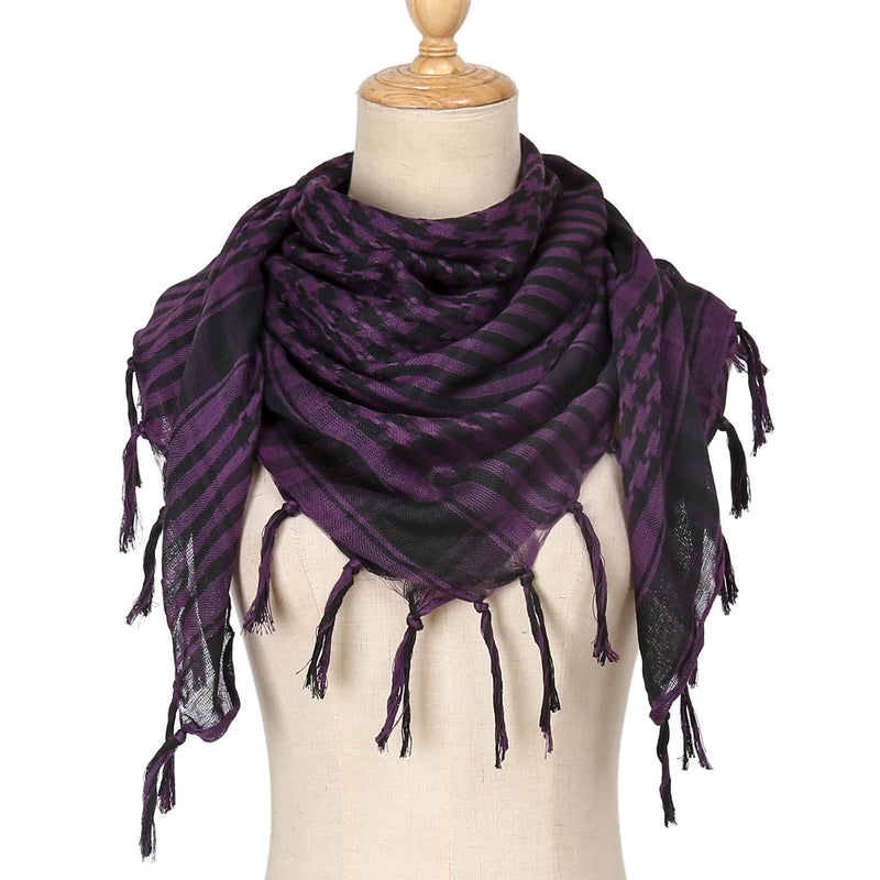 Unisex Classic Style Lattice Polyester Scarf Kerchief