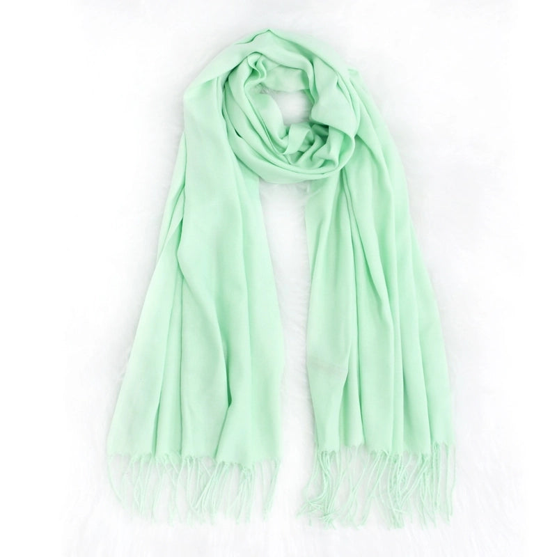 Autumn And Winter Solid Color Cashmere Scarf Women's Red Annual Meeting Printed LOGO Embroidery 200g Warm Shawl Scarf
