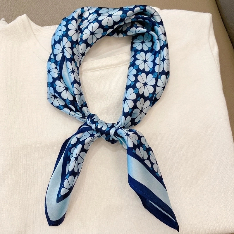 Women's Elegant Geometric Polyester Printing Silk Scarf