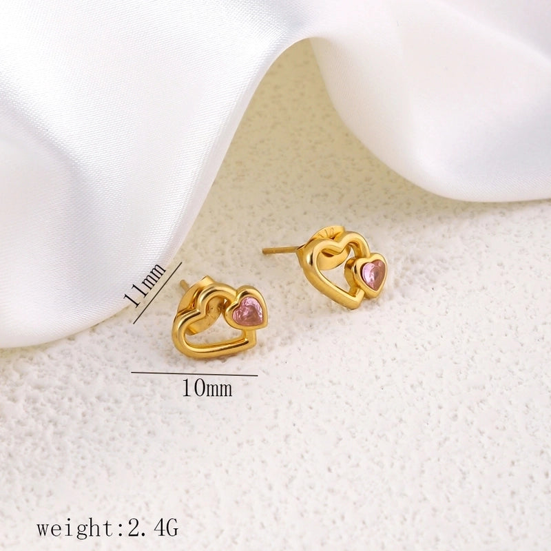 12 Pieces Minimalist Commute Geometric Heart Shape Plating Titanium Steel Drop Earrings Earrings Ear Studs