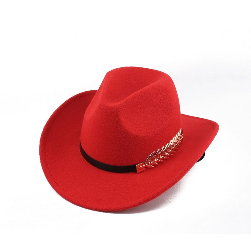 Ethnic Style Topper Hat Western Cowboy Hat Tibetan Tibetan Performance Hat Woolen Hat Central Retro Woolen Hat