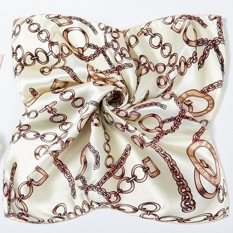 20 Pieces Light Luxury Fashion 50cm Small Square Scarf Chain Printing Scarf Women's Thin Neck Protection Scarf Cheap Scarf Gift