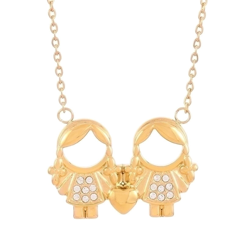 Stainless Steel Titanium Steel 18K Gold Plated Cute Plating Inlay Cartoon Character Artificial Diamond Pendant Necklace
