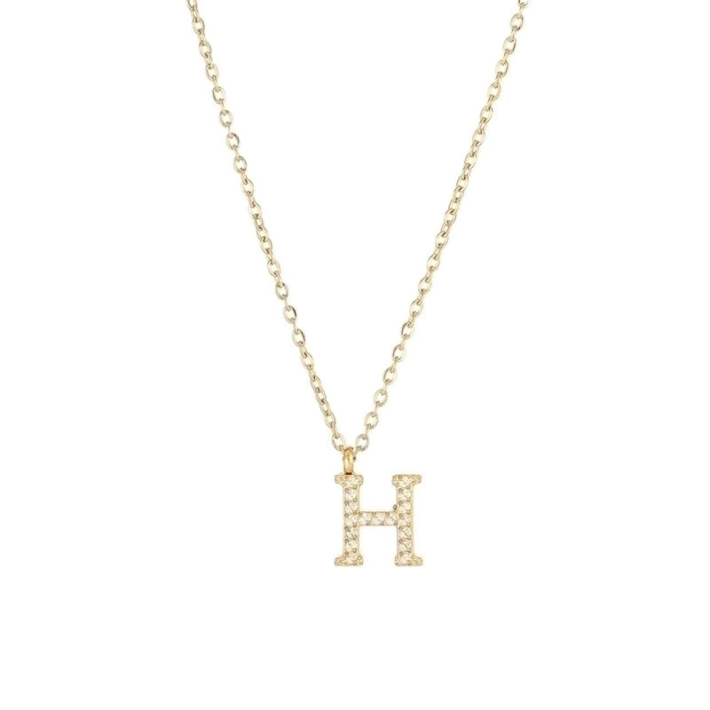 Minimalist Letter 304 Stainless Steel Zircon 16K Gold Plated White Gold Plated Plating Inlay Pendant Necklace