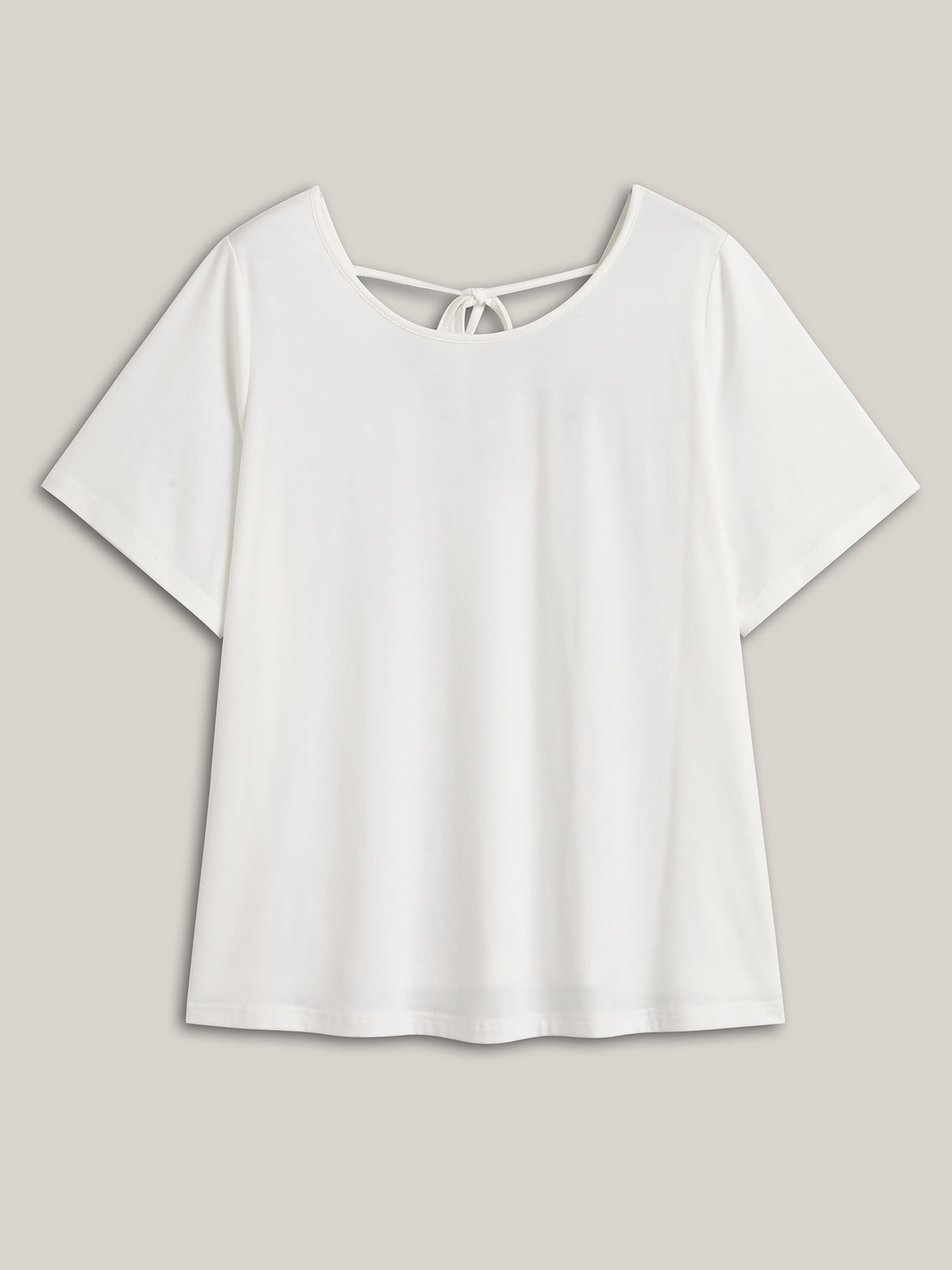 Lace Trim Backless Plain T-Shirt