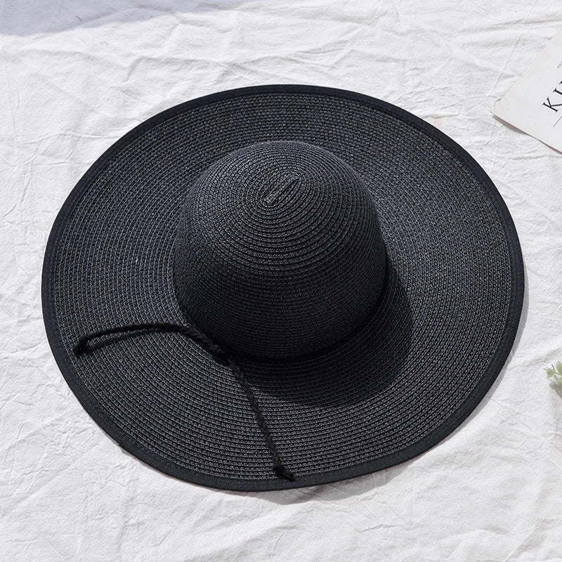 Women's Basic Pastoral Solid Color Big Eaves Straw Hat