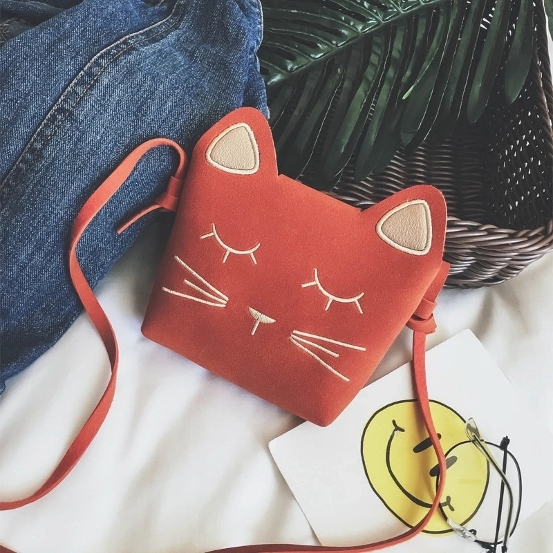 Kid'S Pu Leather Cat Solid Color Cute Square Zipper Crossbody Bag