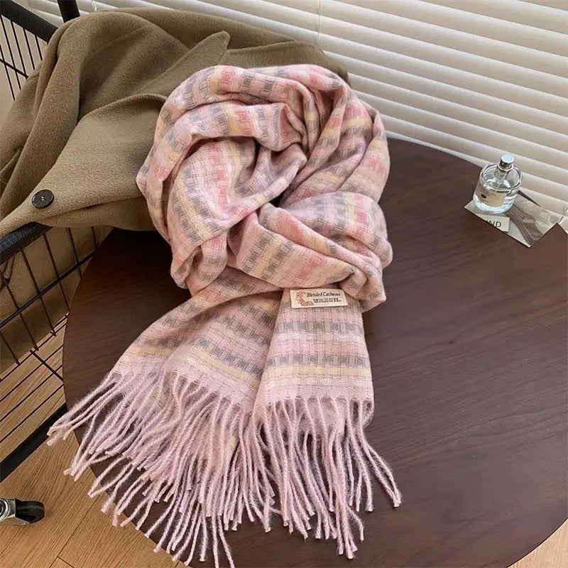 Winter New Colorful Plaid Scarf Women's Versatile Women's Autumn And Winter Warm Scarf Shawl High-grade Fashion