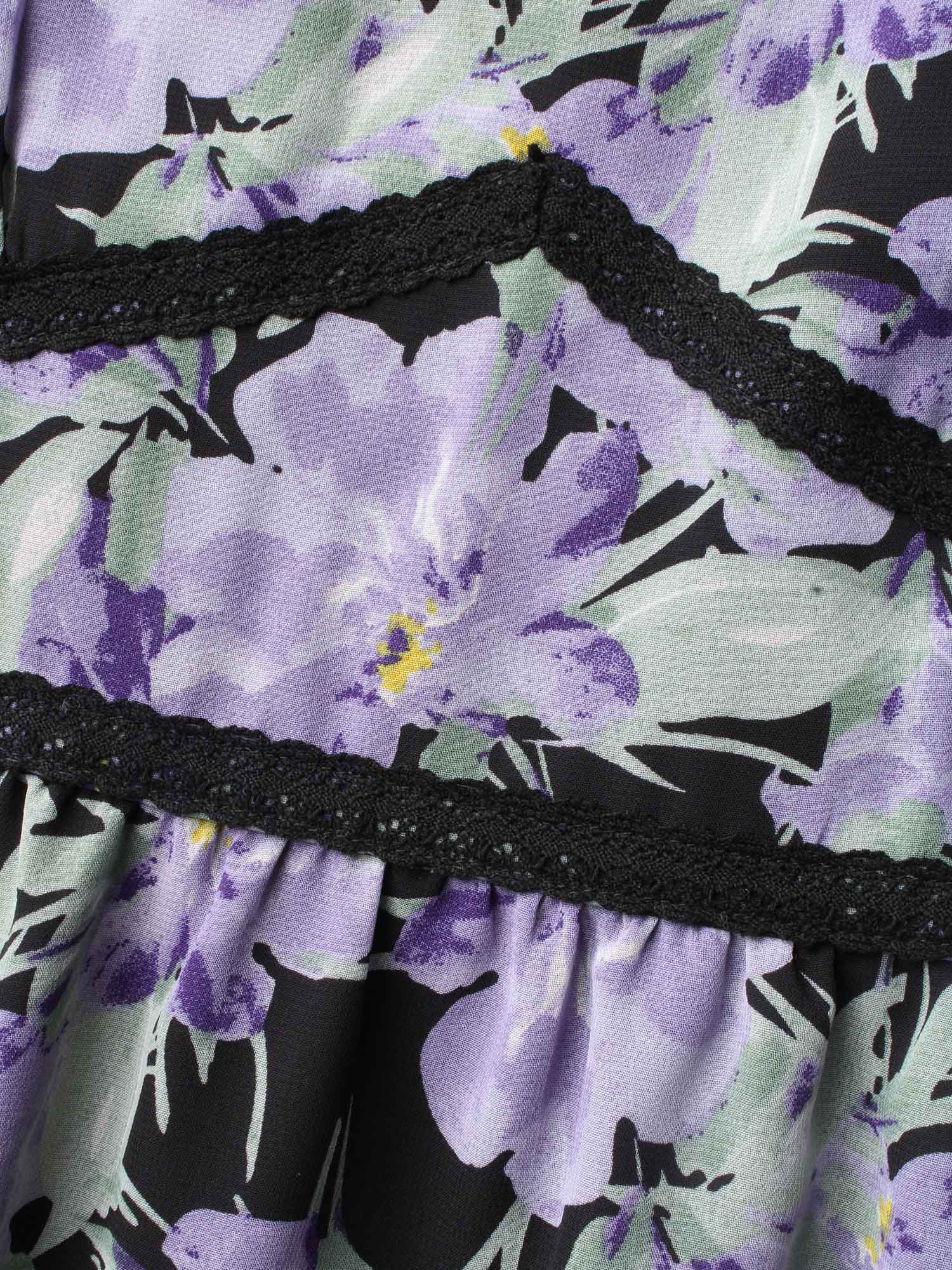 Heart Neckline Floral Contrast Webbing Dress