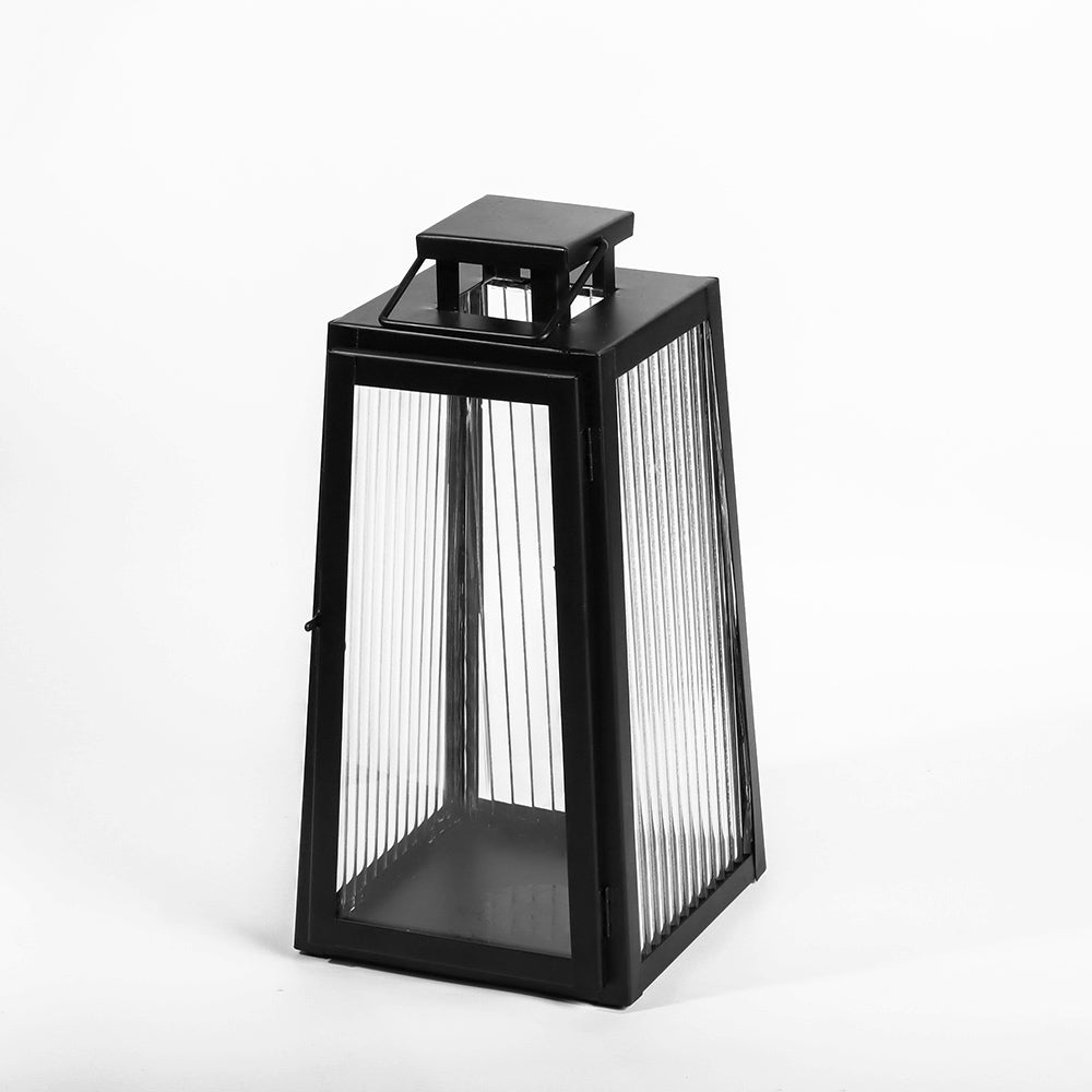 Quinn Glass and Metal Lantern Medium - Black