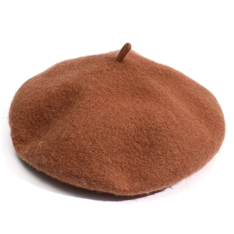 Women's Korean Style Solid Color Plush Eaveless Beret Hat