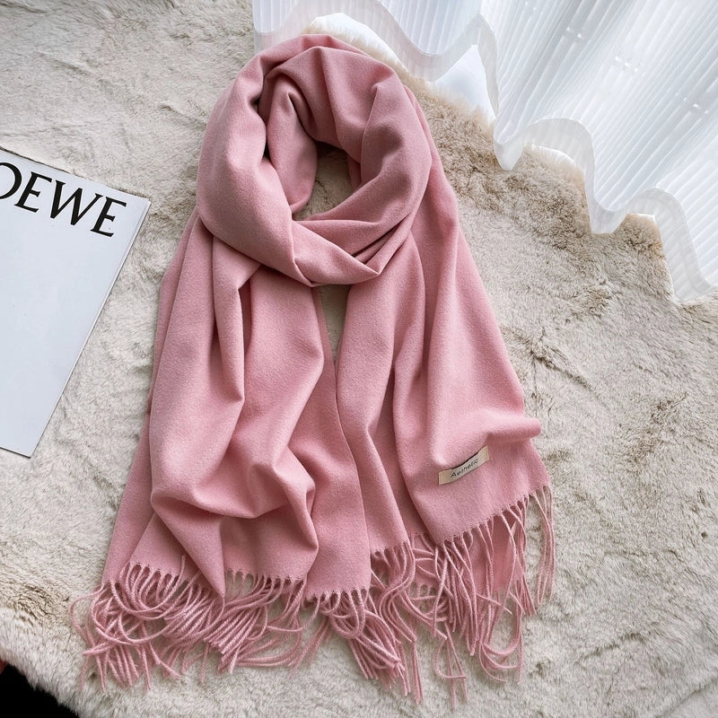 Autumn And Winter Solid Color Scarf New  Cashmere Scarf Women's Tassel Warm Large Shawl Scarf