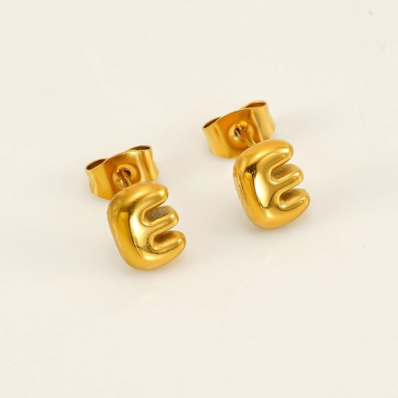 1 Piece Minimalist Classic Style Letter Plating 304 Stainless Steel 18K Gold Plated Ear Studs