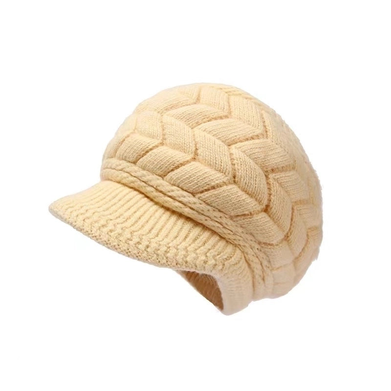 2 Pieces Women's Elegant Basic Minimalist Solid Color Curved Eaves Wool Cap Beret Hat