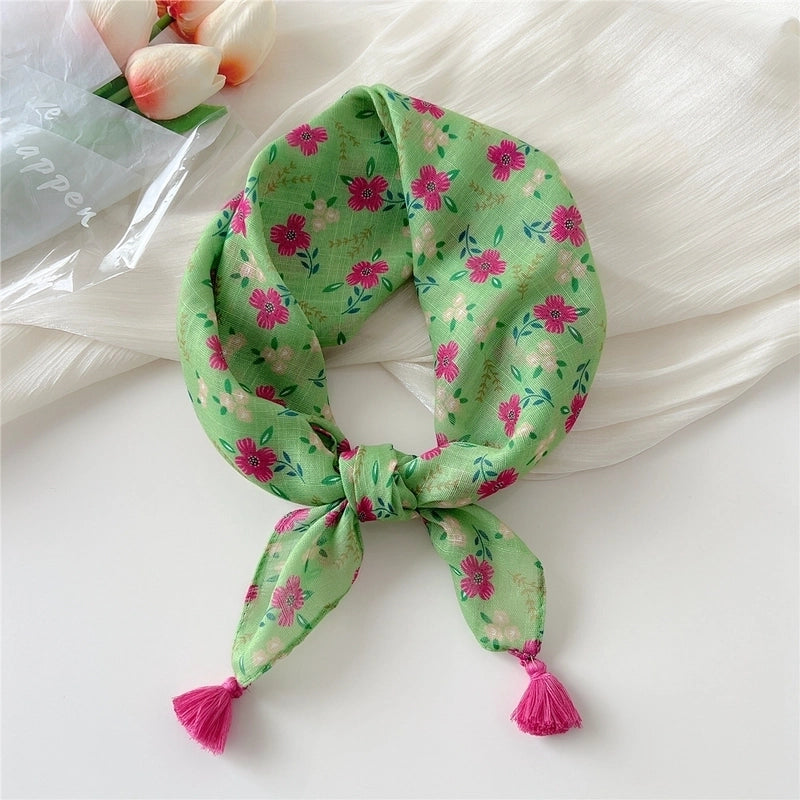 Women's Elegant Minimalist Flower Cotton And Linen Silk Scarf