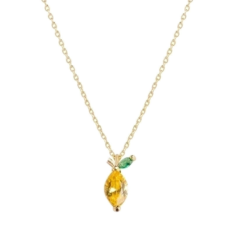 Cherry Peach Tropical Fruit Pendant Copper Inlaid Zircon Necklace