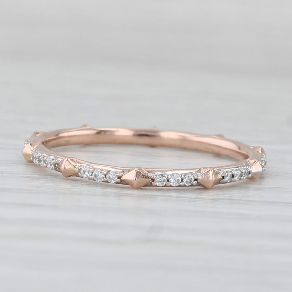 0.15ctw Diamond Wedding Ring 14k Rose Gold Stackable Eternity Band Size 7.25