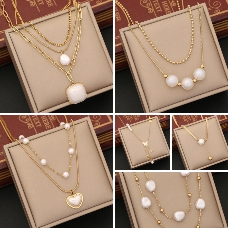 Commute Heart Shape 304 Stainless Steel Copper Layered Plating 18K Gold Plated Necklace