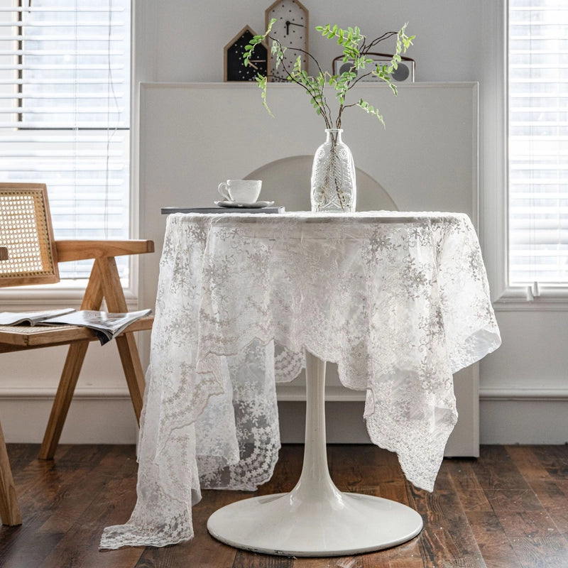 Tablecloth Cake Photography Background Embroidered Props Cloth White Tablecloth