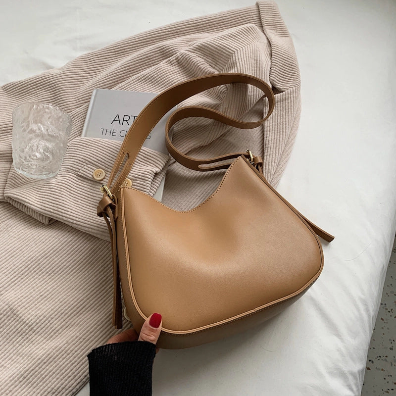 Women's Medium Pu Leather Solid Color Basic Classic Style Zipper Tote Bag