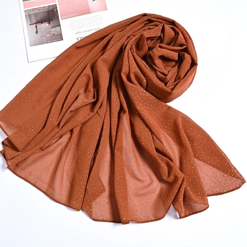 Hot Sale Solid Color Bronzing Chiffon Scarf Silk Scarf Decorative Headscarf Women's Solid Color Headscarf Scarf