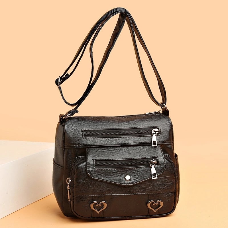 Middle-aged And Elderly People's Bag Women's Bag Crossbody Bag Soft Leather Multi-pocket Shoulder Bag Women's Mother's Bag Travel Backpack