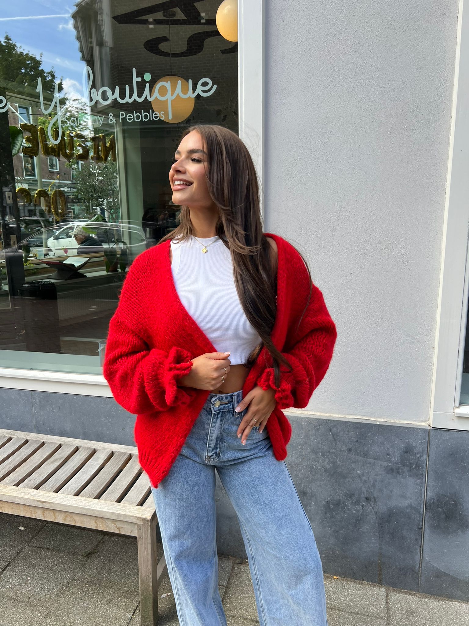 Kiki ruffle vest red