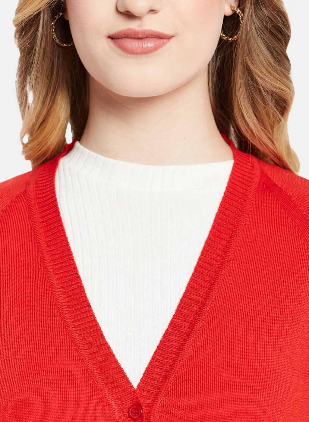 Women Red Solid Cardigan