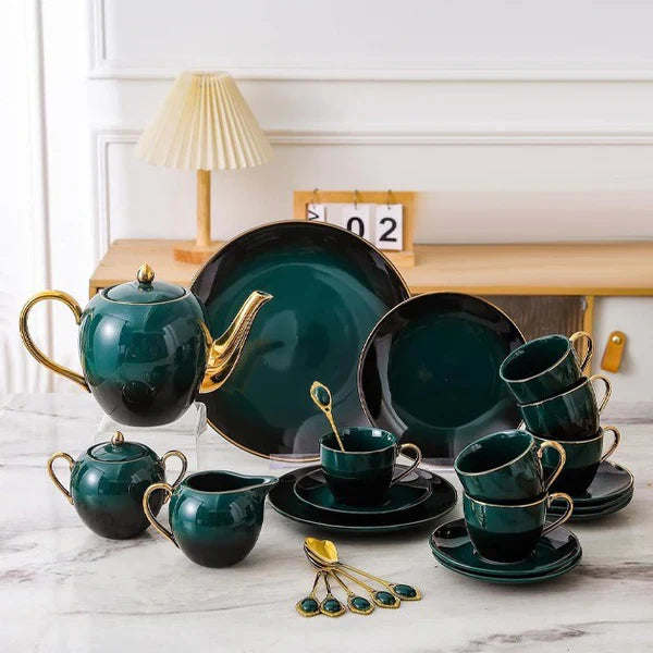 LUXORMOVE TEA & CAKE SET - DARK GREEN