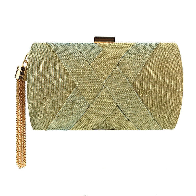 Satin Solid Color Tassel Square Evening Bags