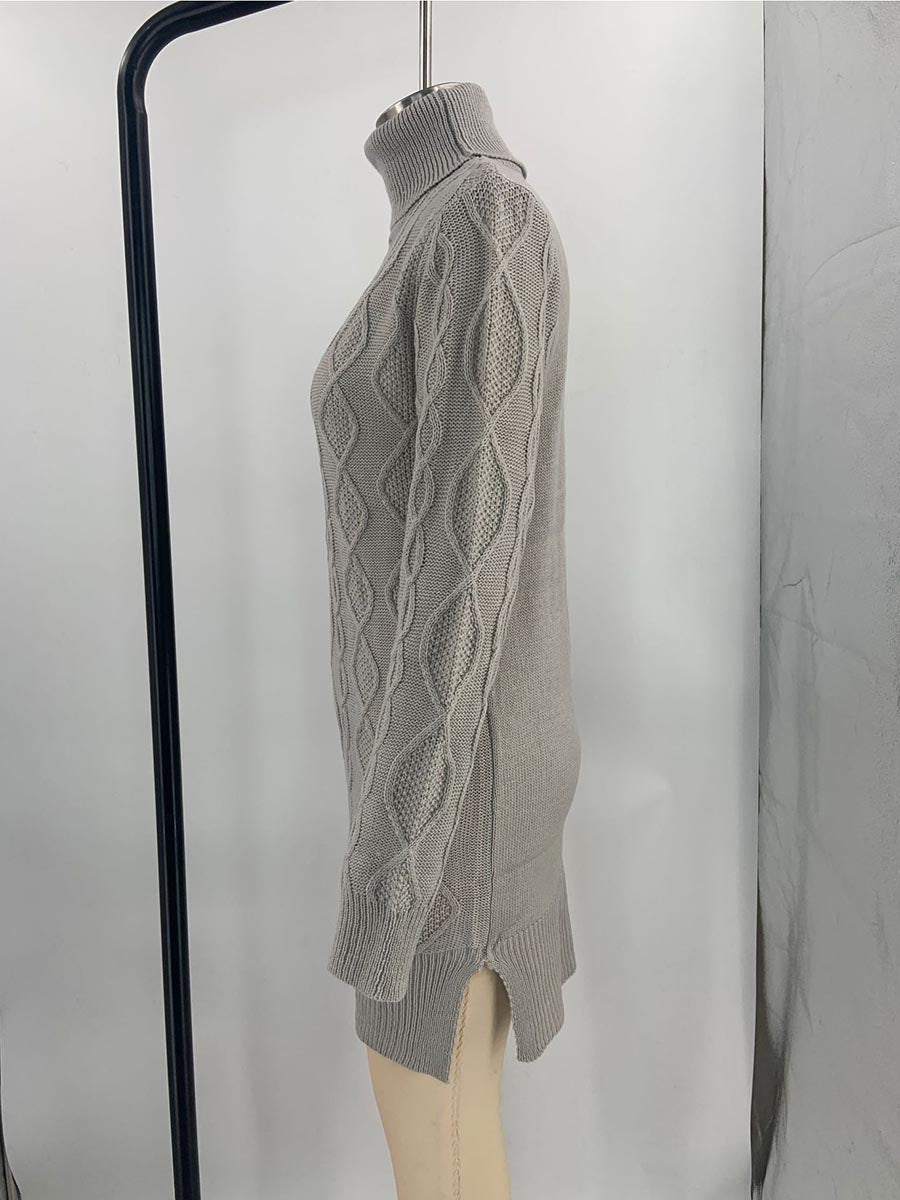 Solid Color Slim Long Sleeve Turtleneck Sweater