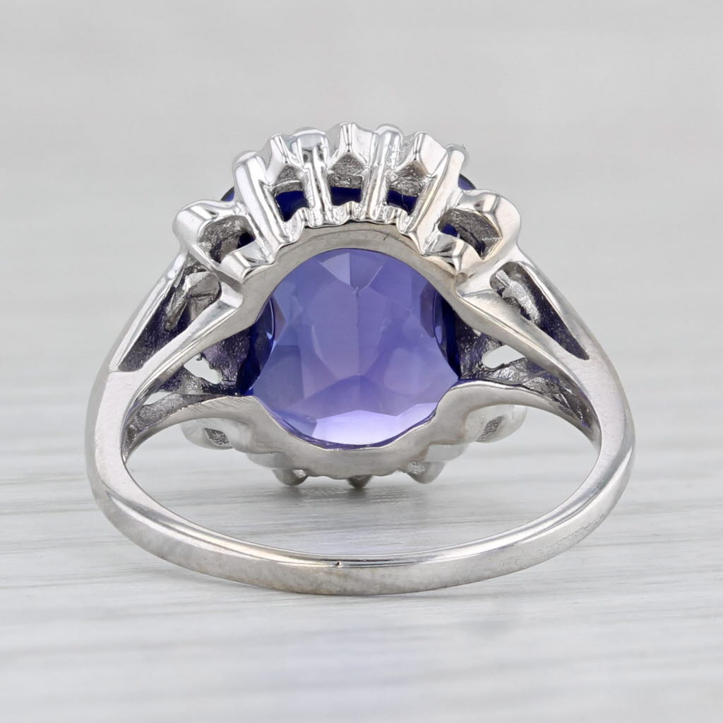 Lab Created Purple Blue Sapphire Diamond Ring 10k White Gold Size 6