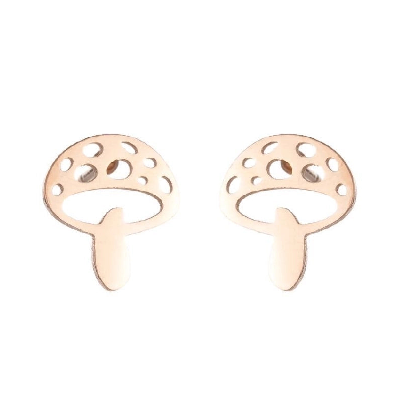 Minimalist Heart Shape Flower Stainless Steel Ear Studs 1 Pair