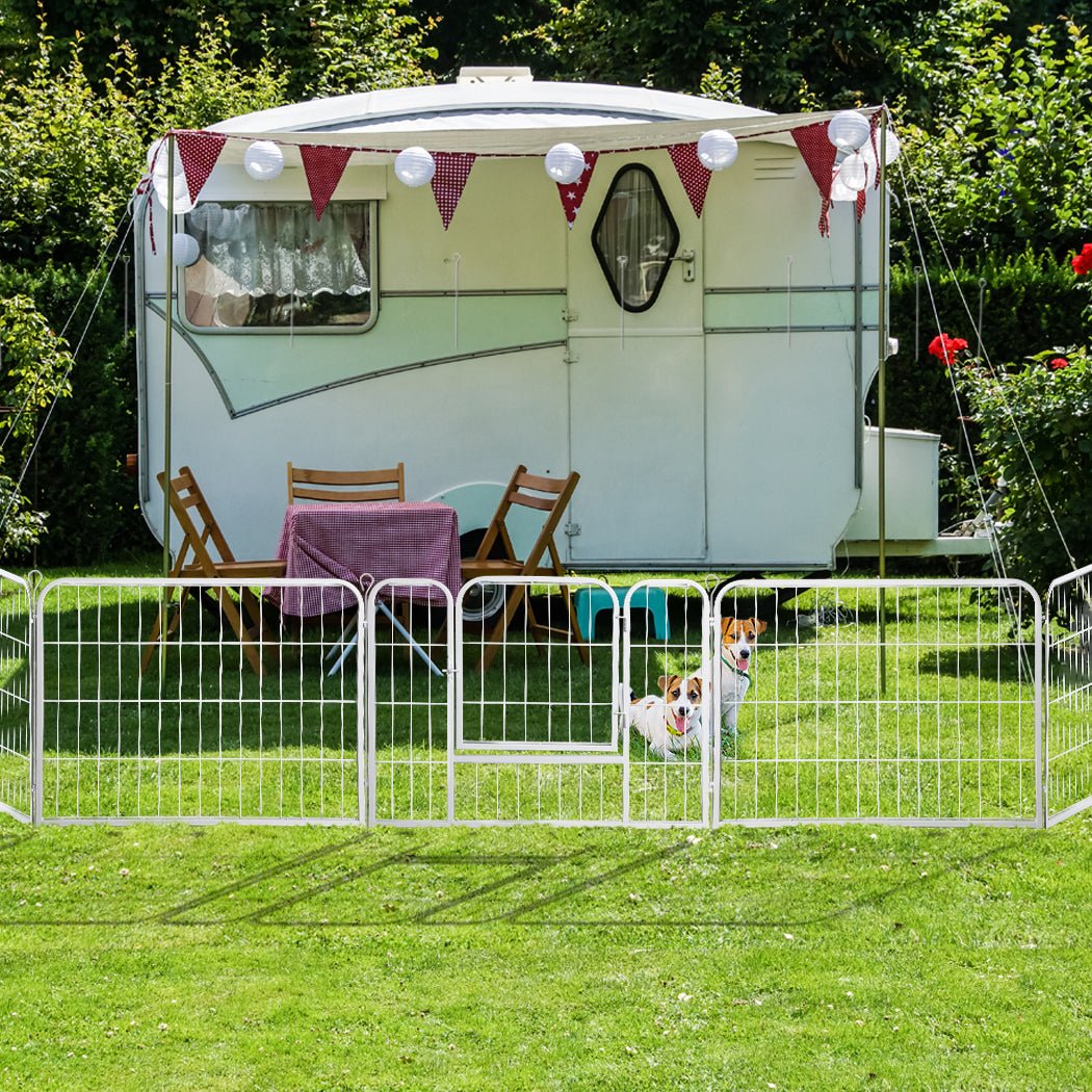 8 Panel 24'' Puppy Exercise Playpen Enclosure - White