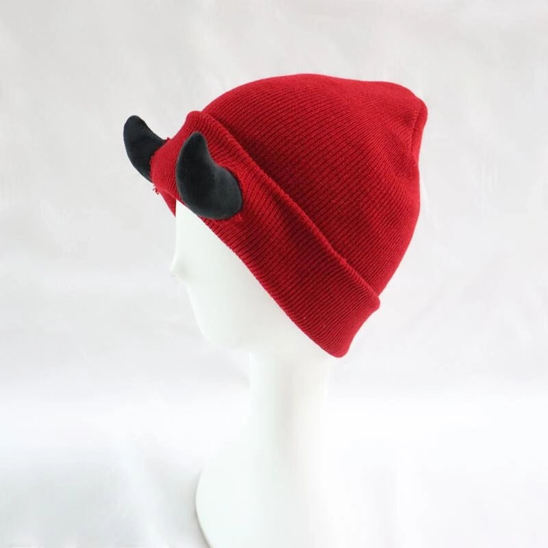 Little Devil Knitted Hat Men's Trendy Ear Protection Wool Hat Women's Autumn And Winter Warm Big Head Circumference Couple Hat