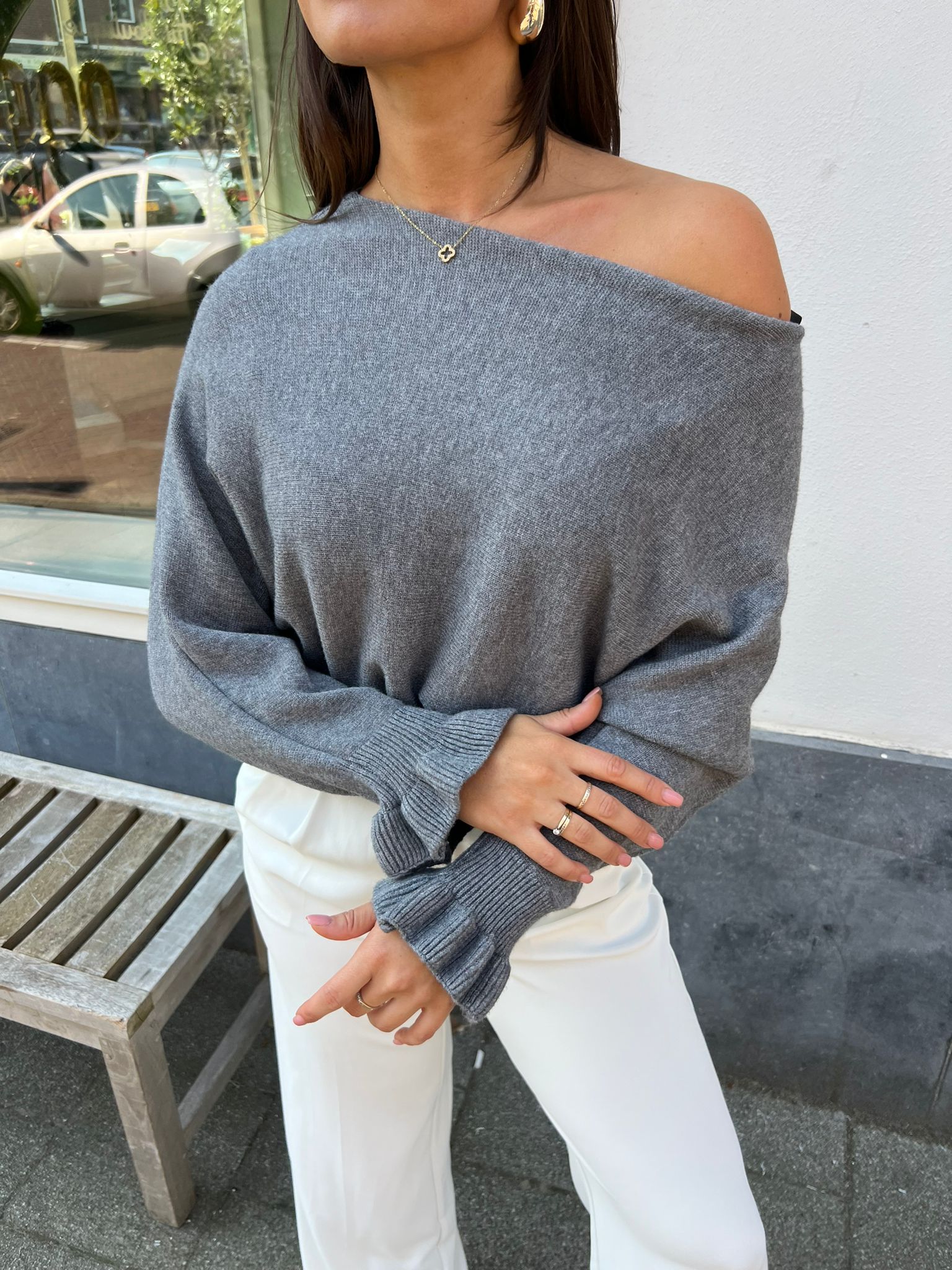 Vlinder Ruffle Sleeve Dark Grey