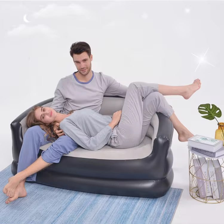 Inflatable 2 Seater Couch Blow Up Air Sofa with Comfort Flocked Surface for Indoor/Outdoor. Camping. Living Room