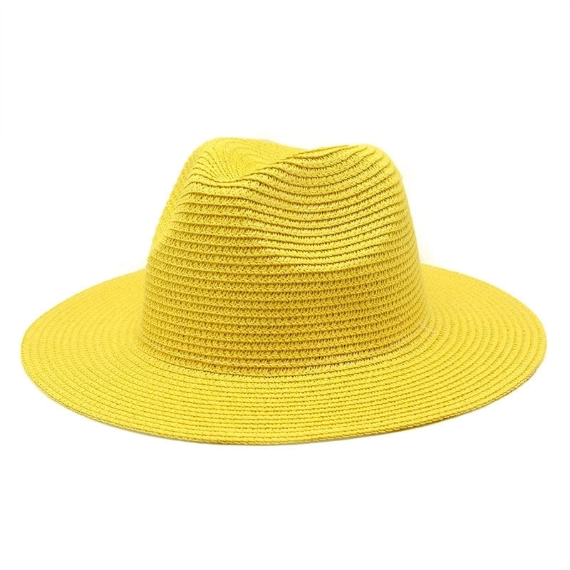 Unisex Minimalist Solid Color Flat Eaves Fedora Hat