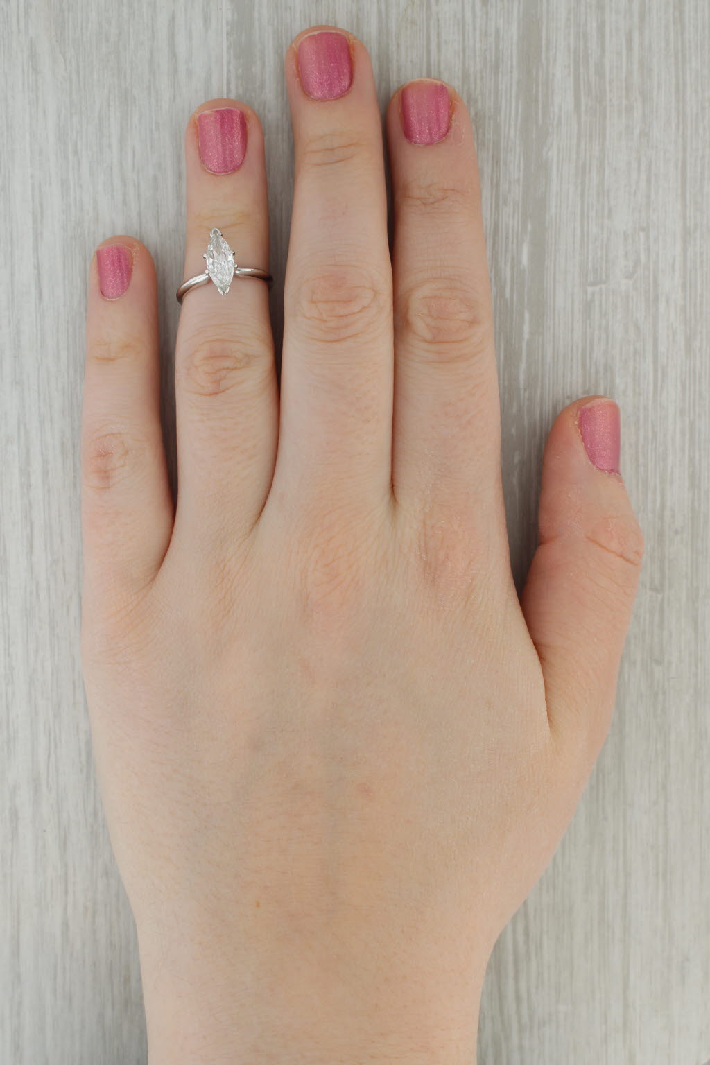 0.83ct Marquise Brilliant Solitaire Engagement Ring 14k White Gold Size 5.5