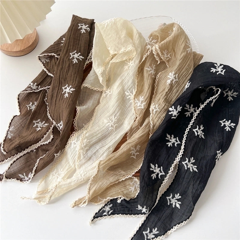 Women's Sweet Flower Knit Silk Scarf