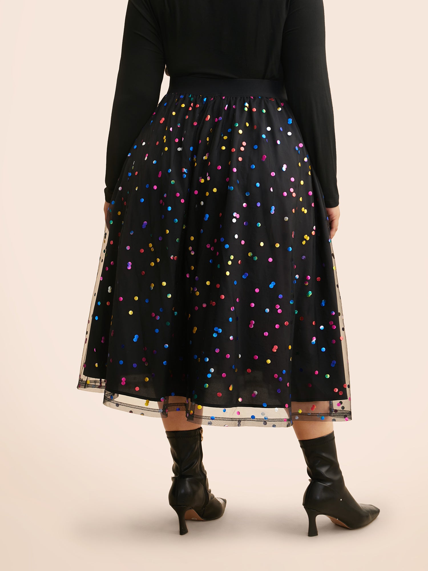 Sequin Polka Dot Tiered Mesh Skirt